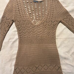 Moda International Tan V-Neck Sweater